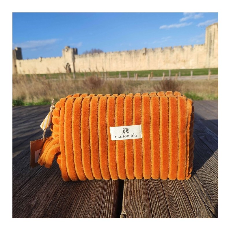 Trousse de toilette en velours côtelé