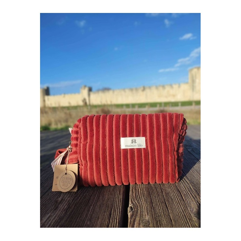 Trousse de toilette en velours côtelé