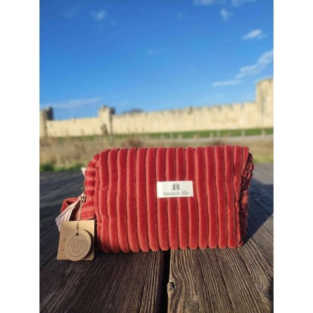 Trousse de toilette en velours côtelé