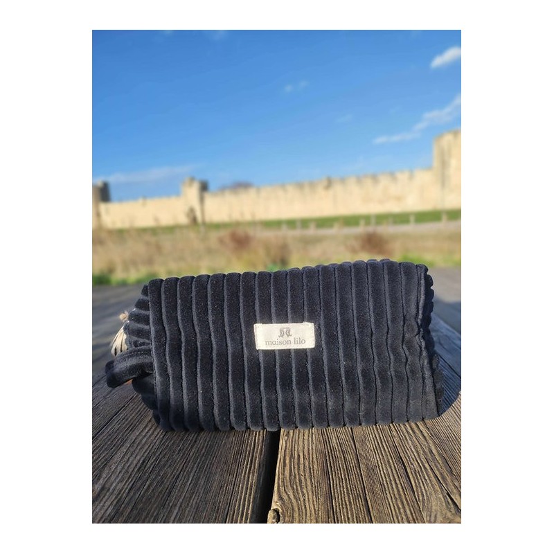 Trousse de toilette en velours côtelé