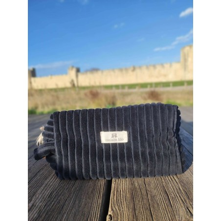 Trousse de toilette en velours côtelé